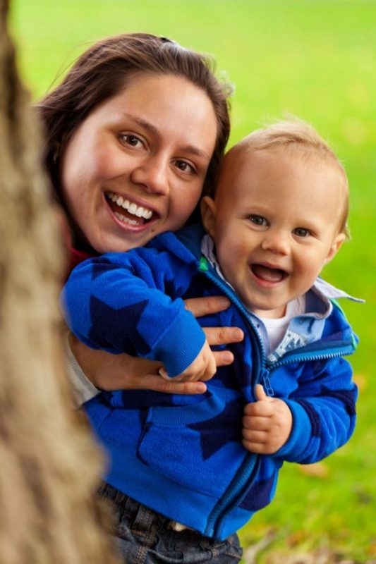 woman and child smiling